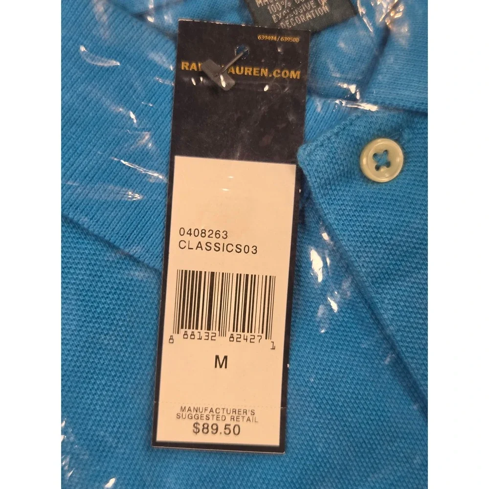 NEW Polo Ralph Lauren Shirt Mens Blue Orange Crest Pony M Vintage NWT